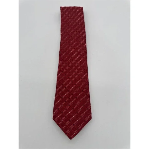 DANIEL CREMIEUX Necktie Handmade 100% Silk Red Navy Mens Tie USA 63" - Picture 2 of 7